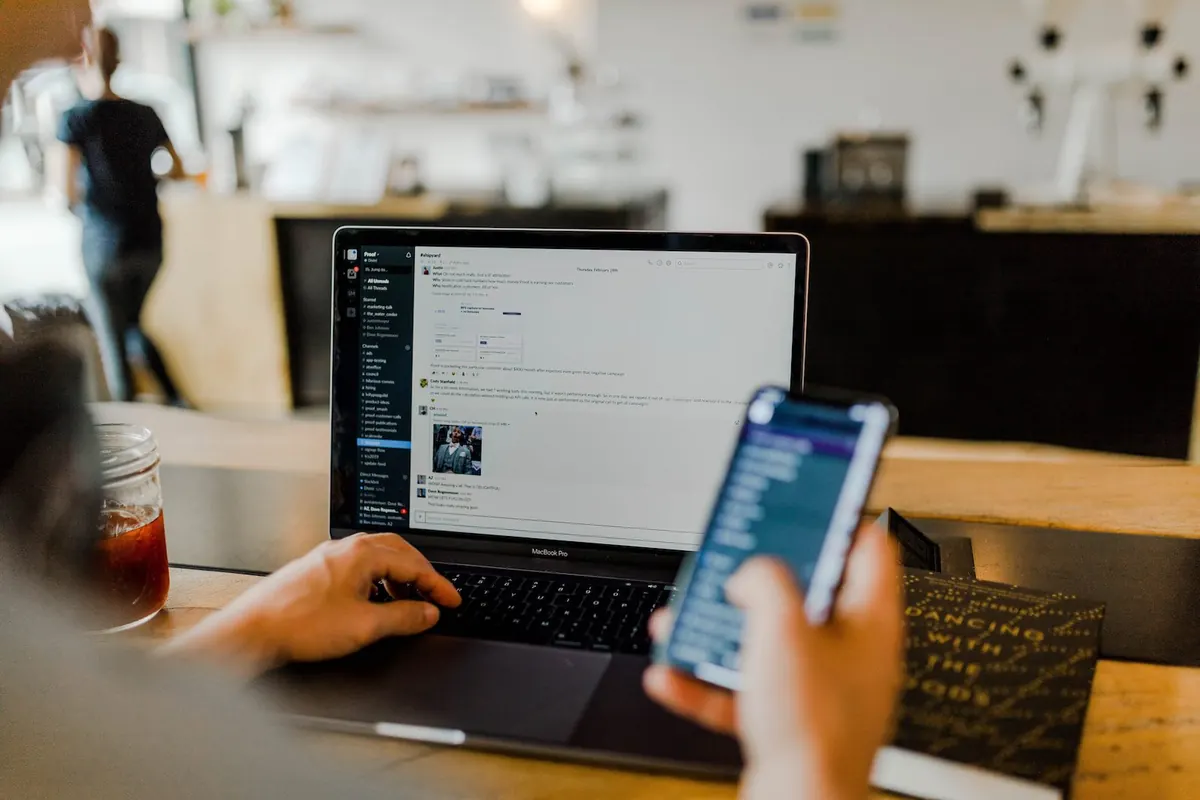 A marketing team working together at a table